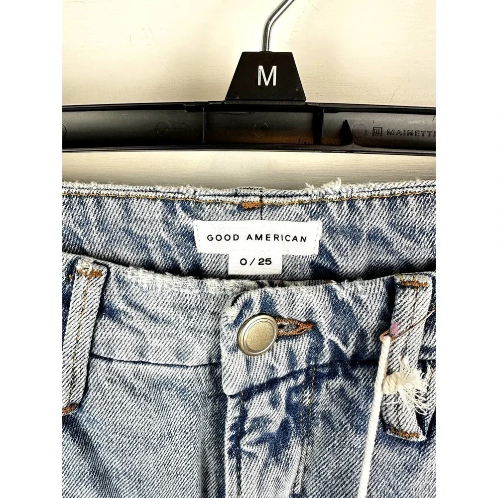 NWT Good American Distressed Knee, raw hem Jean sz 0/25 - Picture 3 of 6
